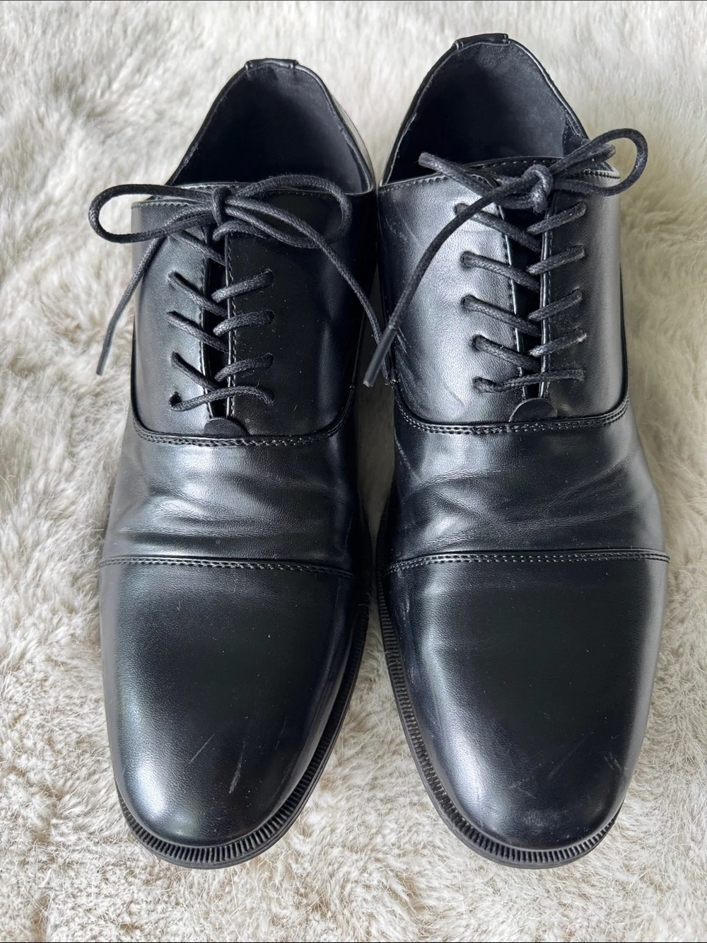 Kenneth Cole Black Cap-Toe Oxford Dress Shoes